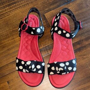 Black and Red Polka Dot Women's Sandals